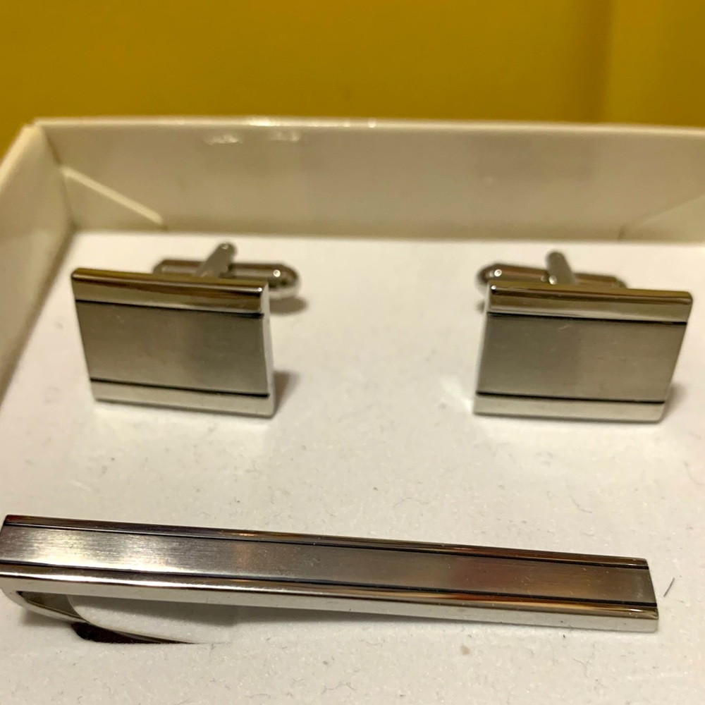 Mens Tie Clip and Cufflinks